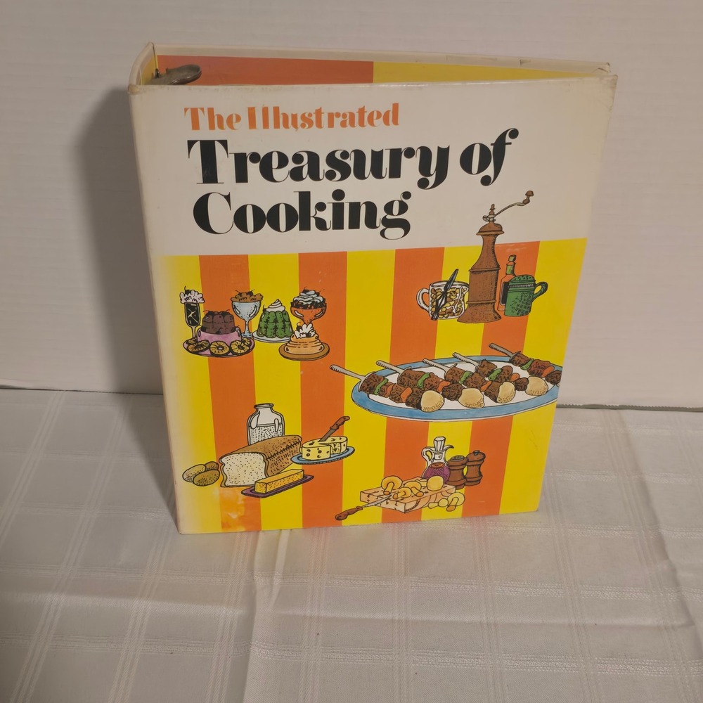 Vintage 1974 The Illustrated Treasury of Cooking Binder Cookbook Retro 70s